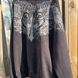 Affliction Charcoal Graphic Hoodie, misfits